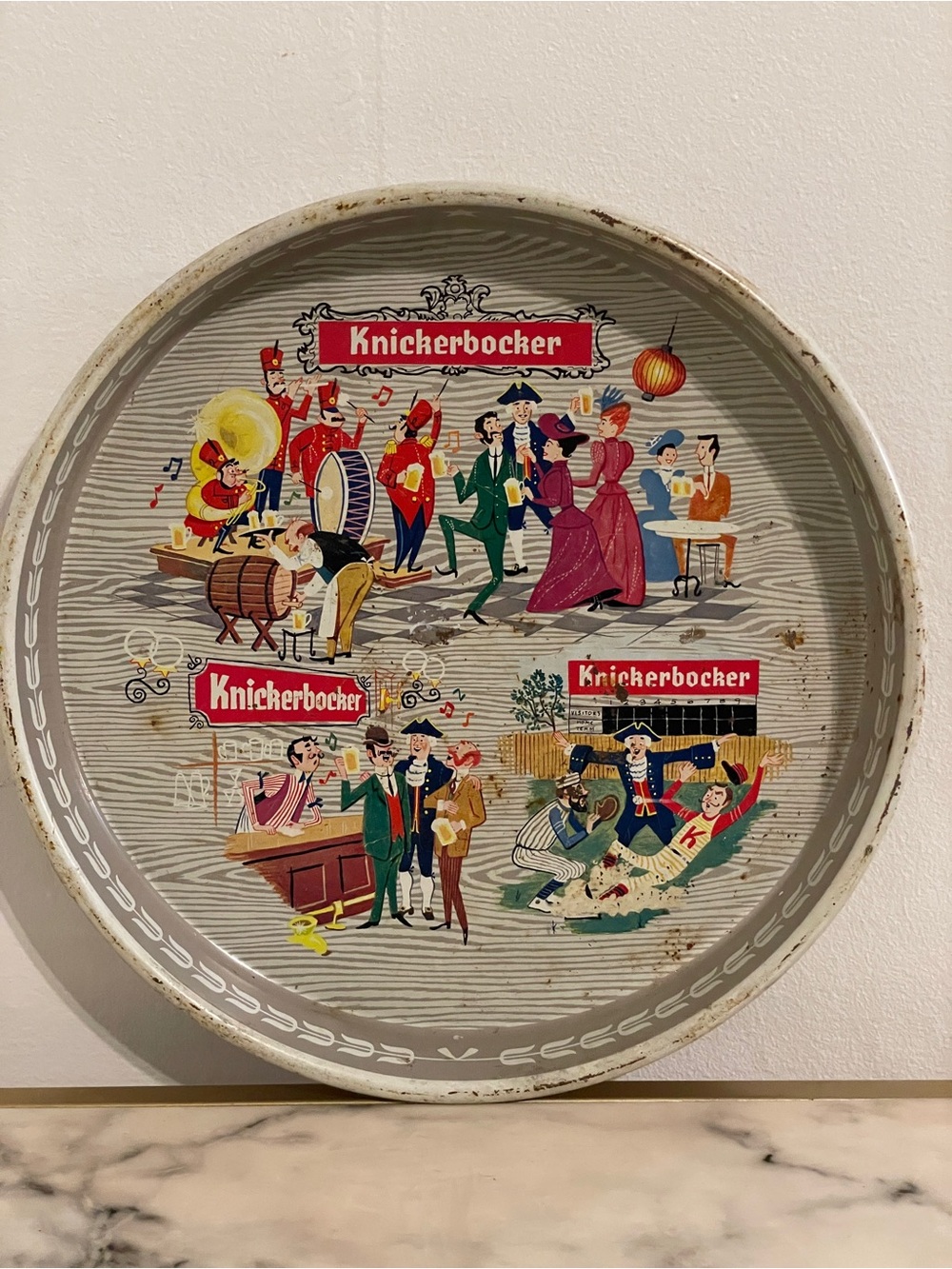 Vintage Knickerbocker Colorful Painted Beer Tray 13”x3.8”